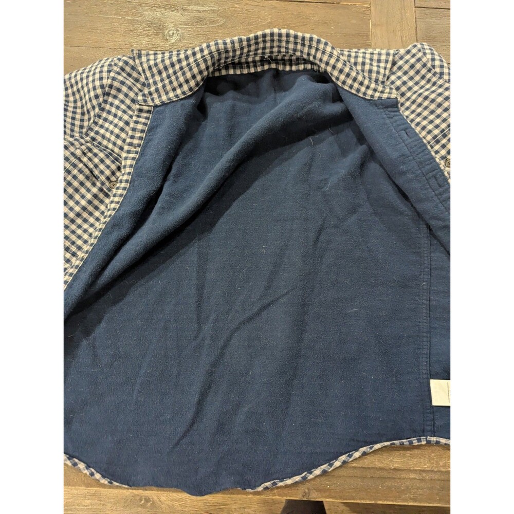 Lands' End Men's Medium Heavy Cotton Lined Shirt Blue Flannel Cabincore - Picture 3 of 7